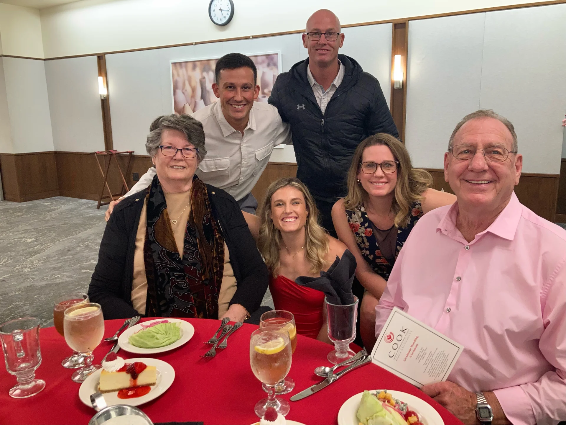 The Huitt family celebrates daughter Kiersten '16 at Biola University in La Mirada, Calif. at a master's graduation dinner.